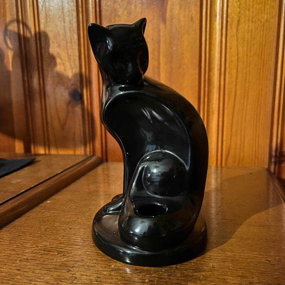 Yankee Candle Halloween Black Cat Taper Candle Holder-NEW
